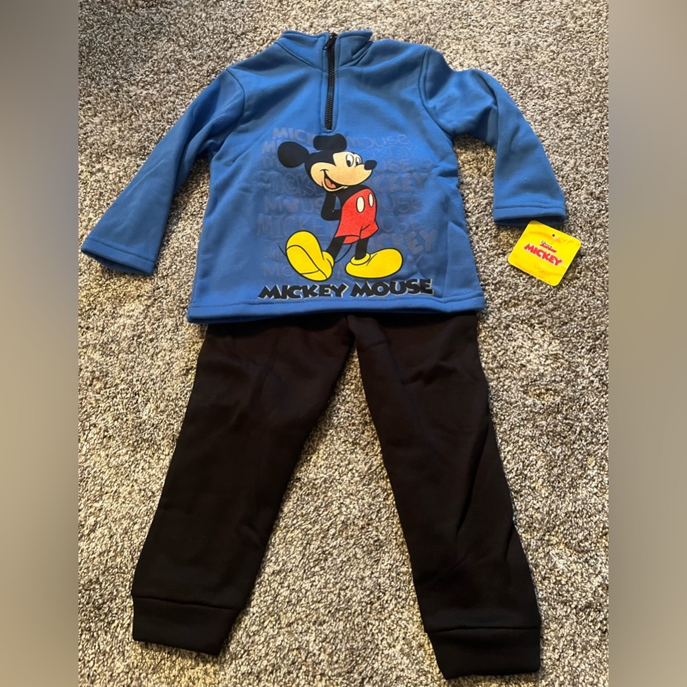 Disney Junior Mickey Mouse Sweatpants & 1/4 Zip Sweatshirt Set - Size 3T